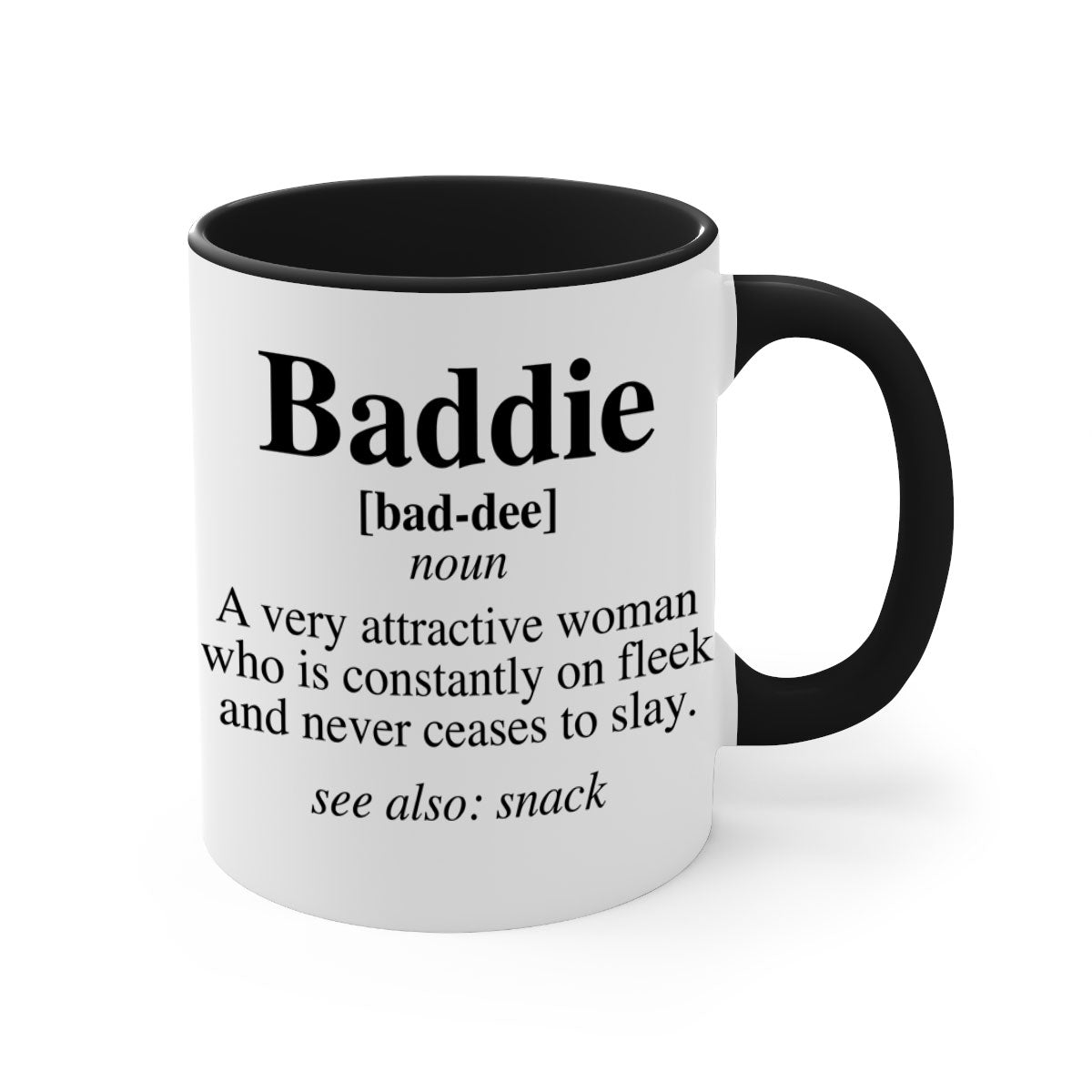 Baddie definition 269# mug with colorful handle and glossy finish, perfect for coffee or tea.