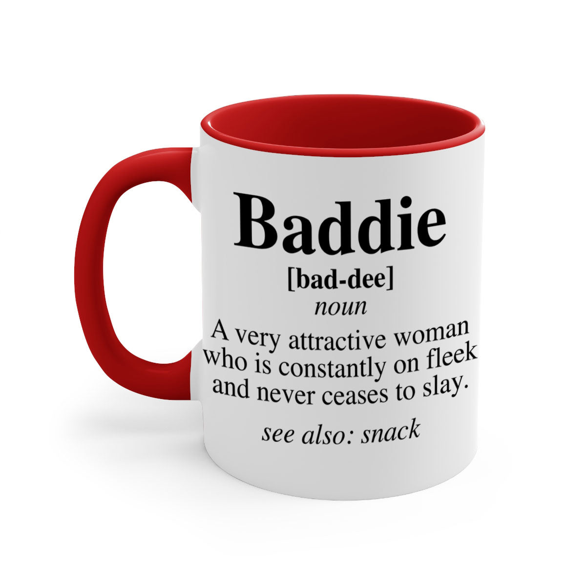 Baddie definition 269# mug with colorful handle and glossy finish, perfect for coffee or tea.