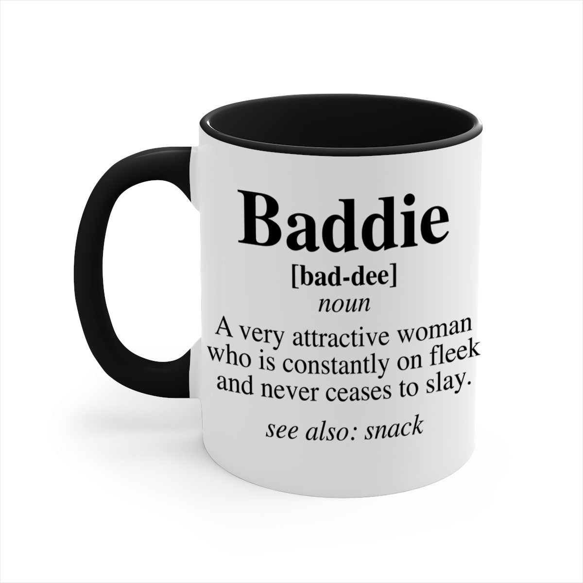 Baddie definition 269# mug with colorful handle and glossy finish, perfect for coffee or tea.