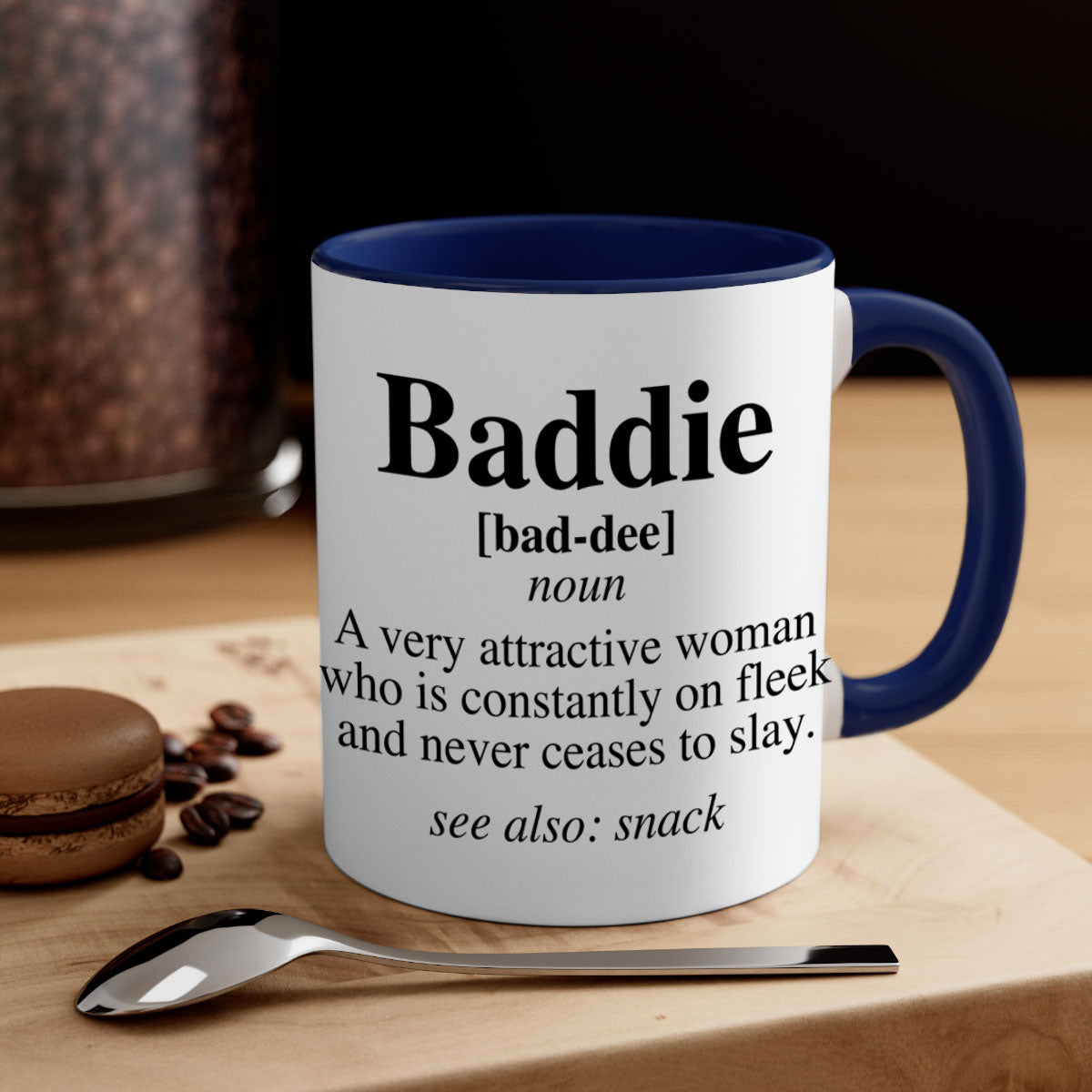 Baddie definition 269# mug with colorful handle and glossy finish, perfect for coffee or tea.
