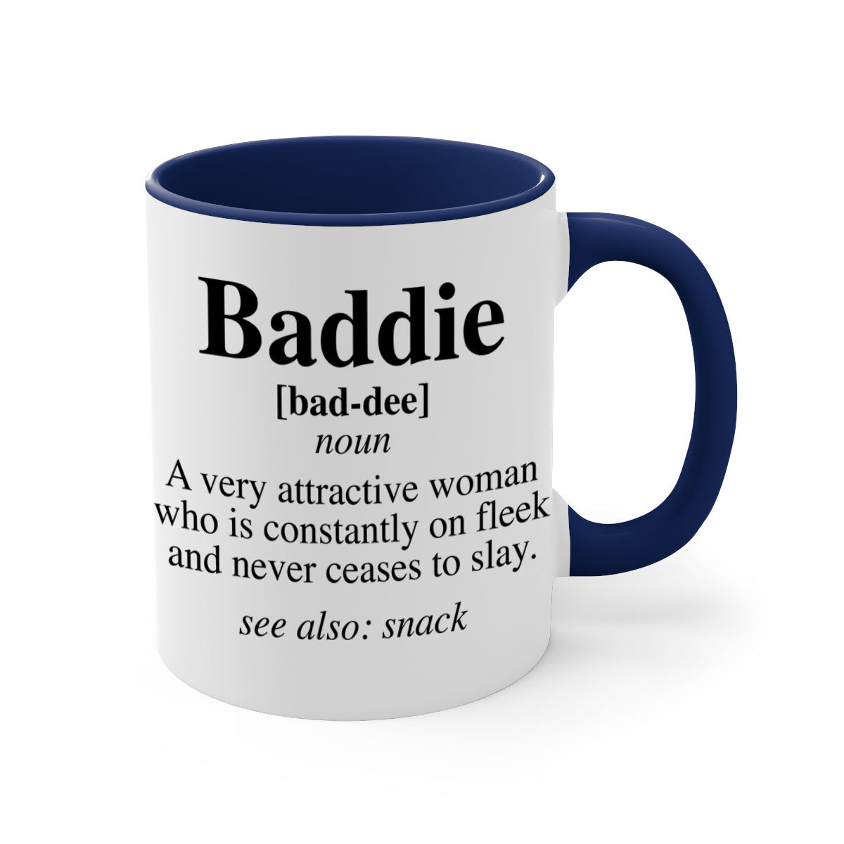 Baddie definition 269# mug with colorful handle and glossy finish, perfect for coffee or tea.