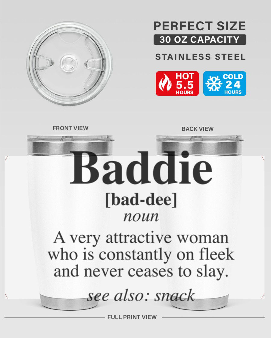 Baddie definition 270# cotton tank top featuring bold black words and phrases, perfect for casual wear.