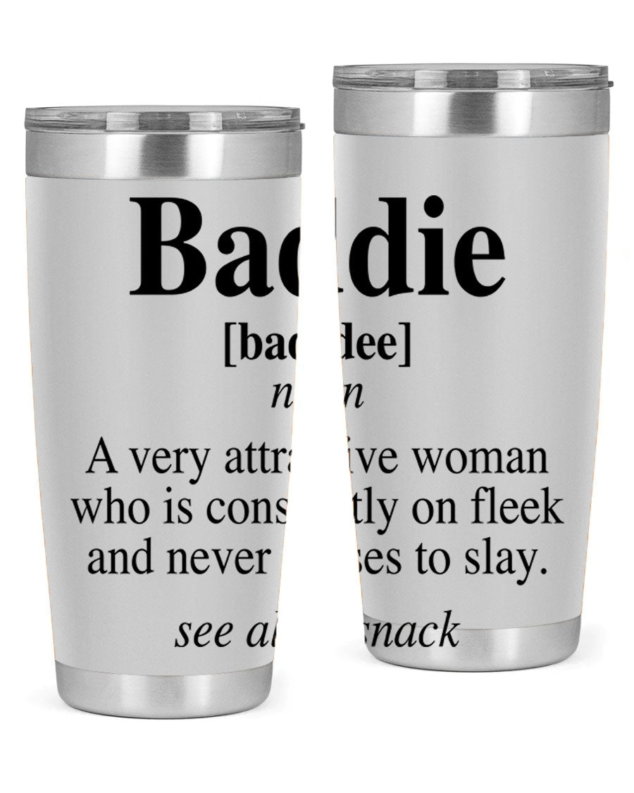 Baddie definition 270# cotton tank top featuring bold black words and phrases, perfect for casual wear.