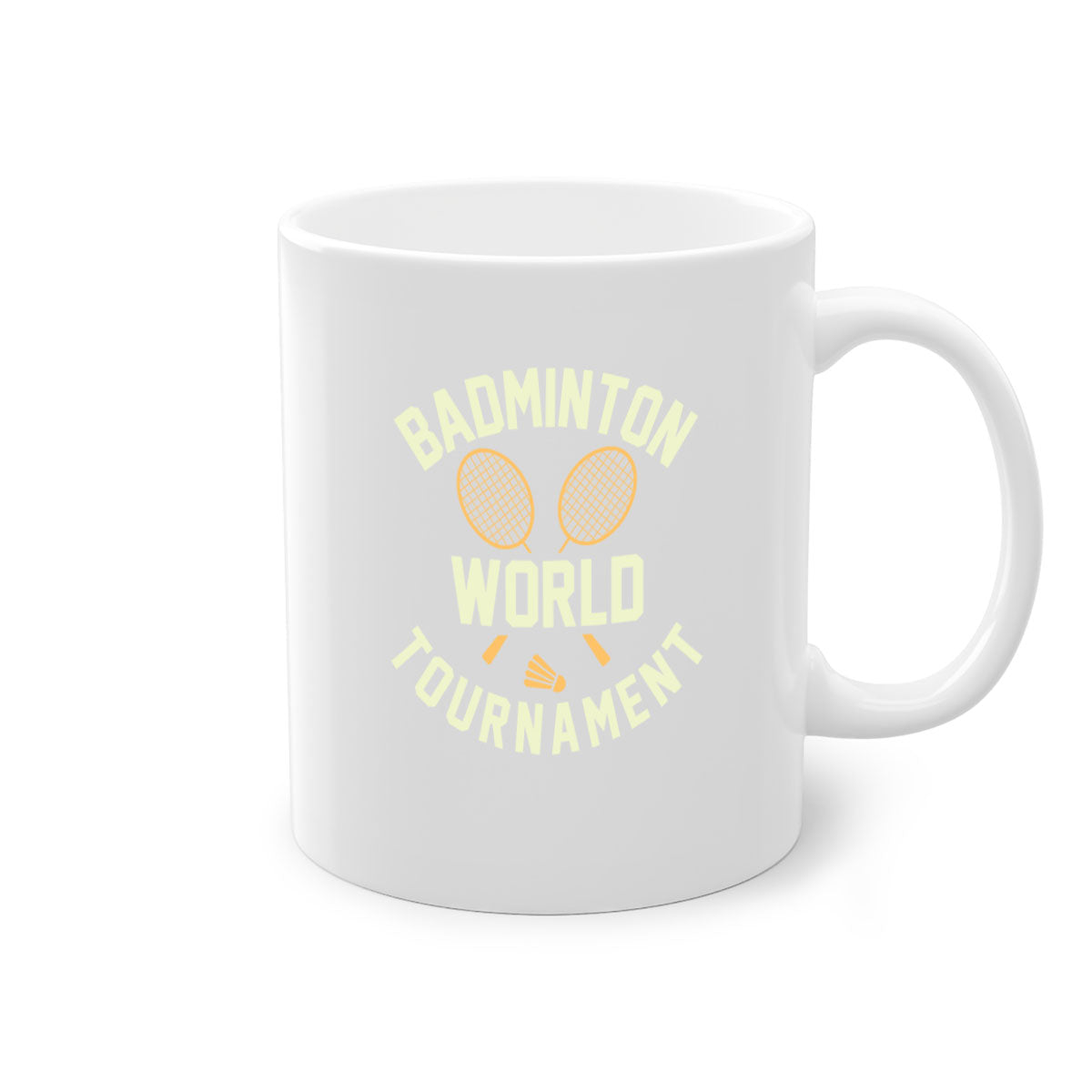 Badminton 1449# Mug featuring a glossy finish, colored handle, and interior, available in five vibrant colors.