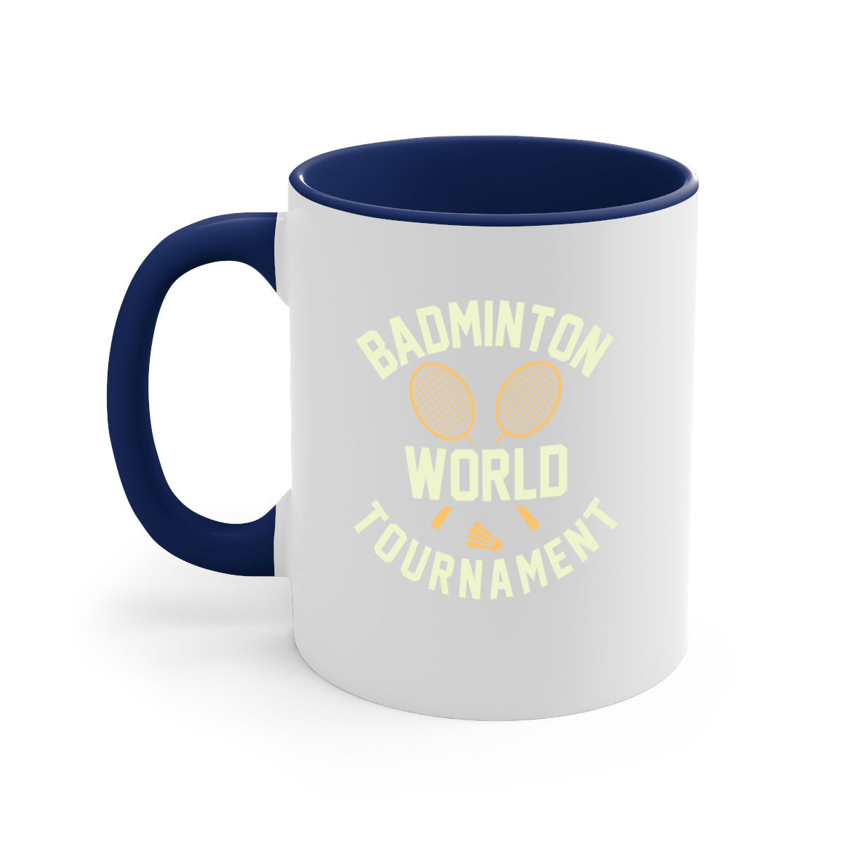 Badminton 1449# Mug featuring a glossy finish, colored handle, and interior, available in five vibrant colors.