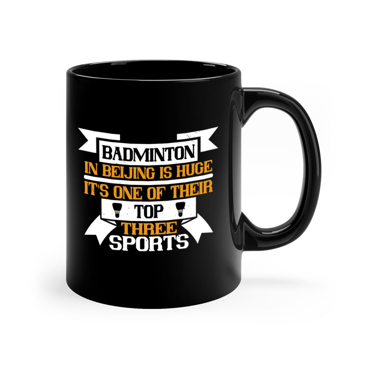 A stylish two-tone ceramic mug featuring a colored handle and glossy finish, perfect for badminton enthusiasts.