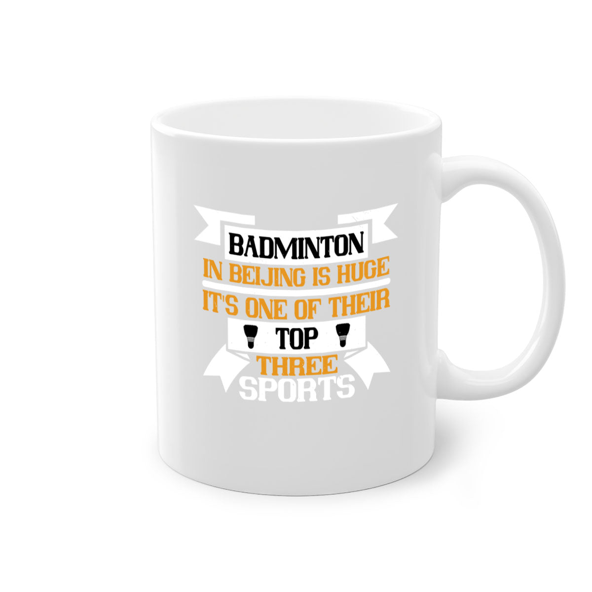 A stylish two-tone ceramic mug featuring a colored handle and glossy finish, perfect for badminton enthusiasts.