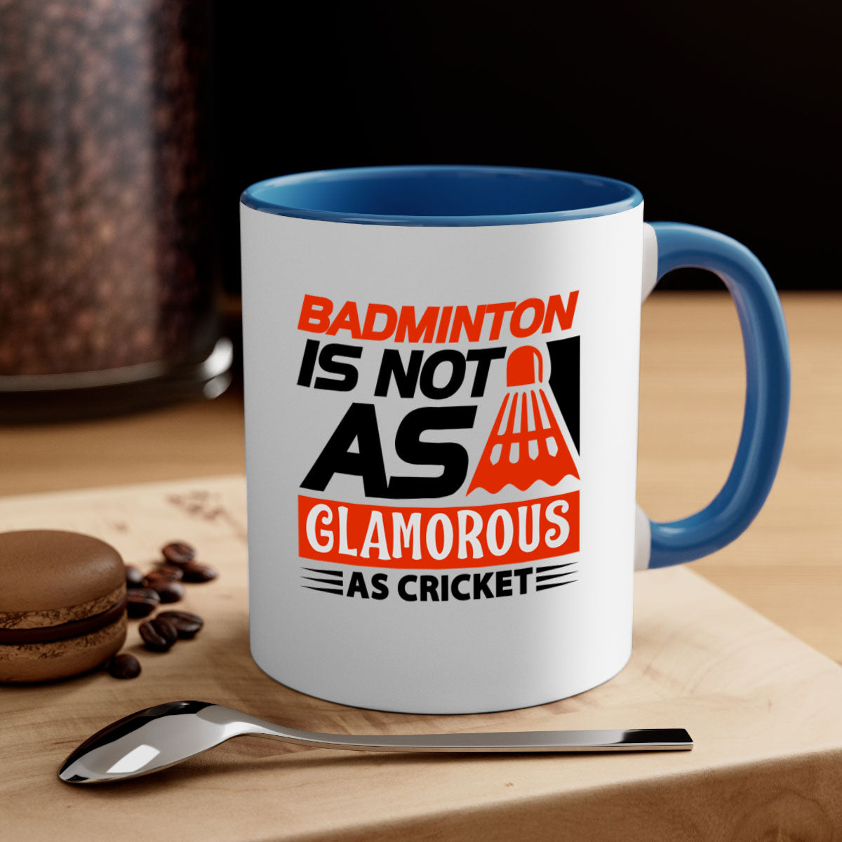Badminton is not as 1451# Mug with colorful handle and interior, showcasing glossy ceramic finish.