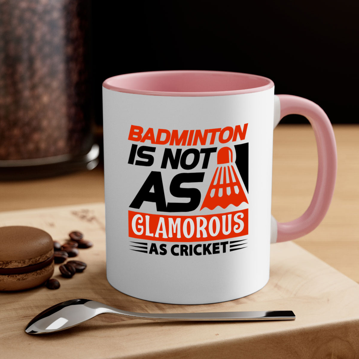 Badminton is not as 1451# Mug with colorful handle and interior, showcasing glossy ceramic finish.