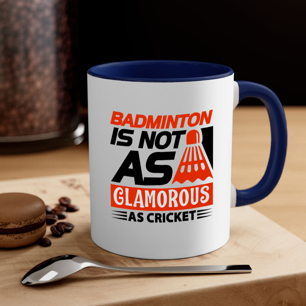 Badminton is not as 1451# Mug with colorful handle and interior, showcasing glossy ceramic finish.