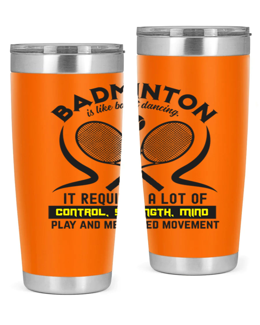 BADMINTONis like ballet dancing tumbler in stainless steel with a vibrant design, perfect for hot and cold beverages.