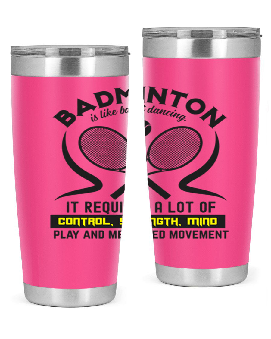 BADMINTONis like ballet dancing tumbler in stainless steel with a vibrant design, perfect for hot and cold beverages.