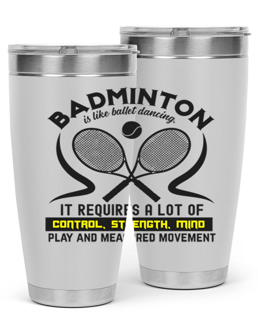 BADMINTONis like ballet dancing tumbler in stainless steel with a vibrant design, perfect for hot and cold beverages.