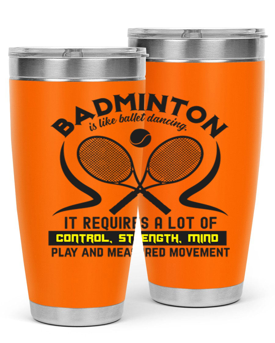BADMINTONis like ballet dancing tumbler in stainless steel with a vibrant design, perfect for hot and cold beverages.