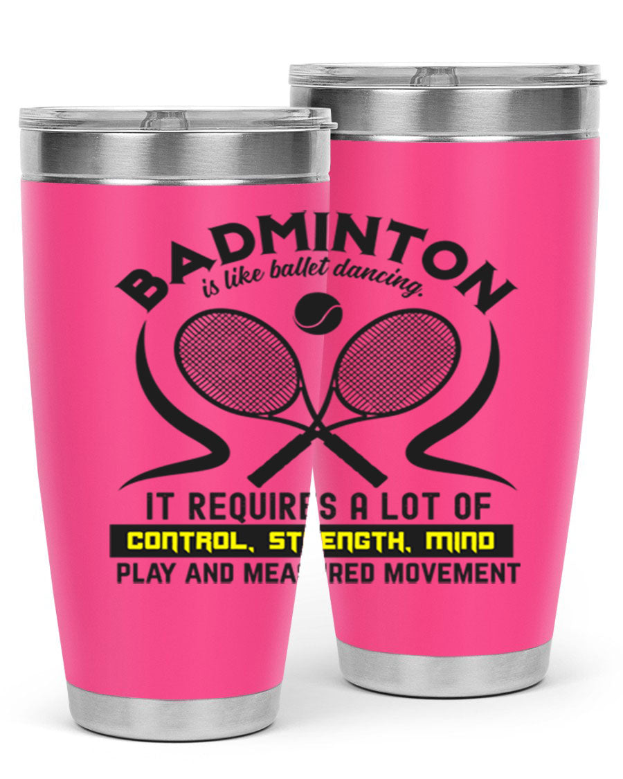 BADMINTONis like ballet dancing tumbler in stainless steel with a vibrant design, perfect for hot and cold beverages.