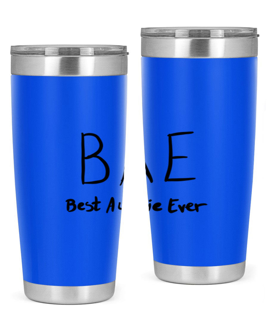 BAE Best Auntie Ever Style 15# 20oz Tumbler with a sleek design, double wall vacuum insulation, and a drink-thru lid.
