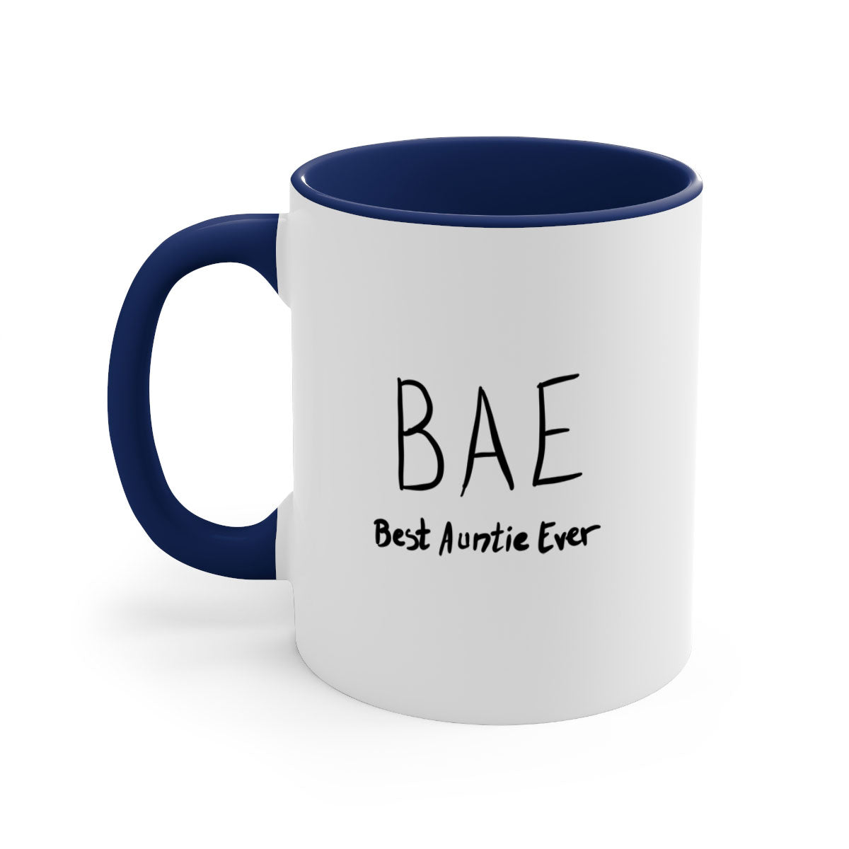 BAE Best Auntie Ever Mug with colorful handle and glossy finish, available in multiple colors and sizes.
