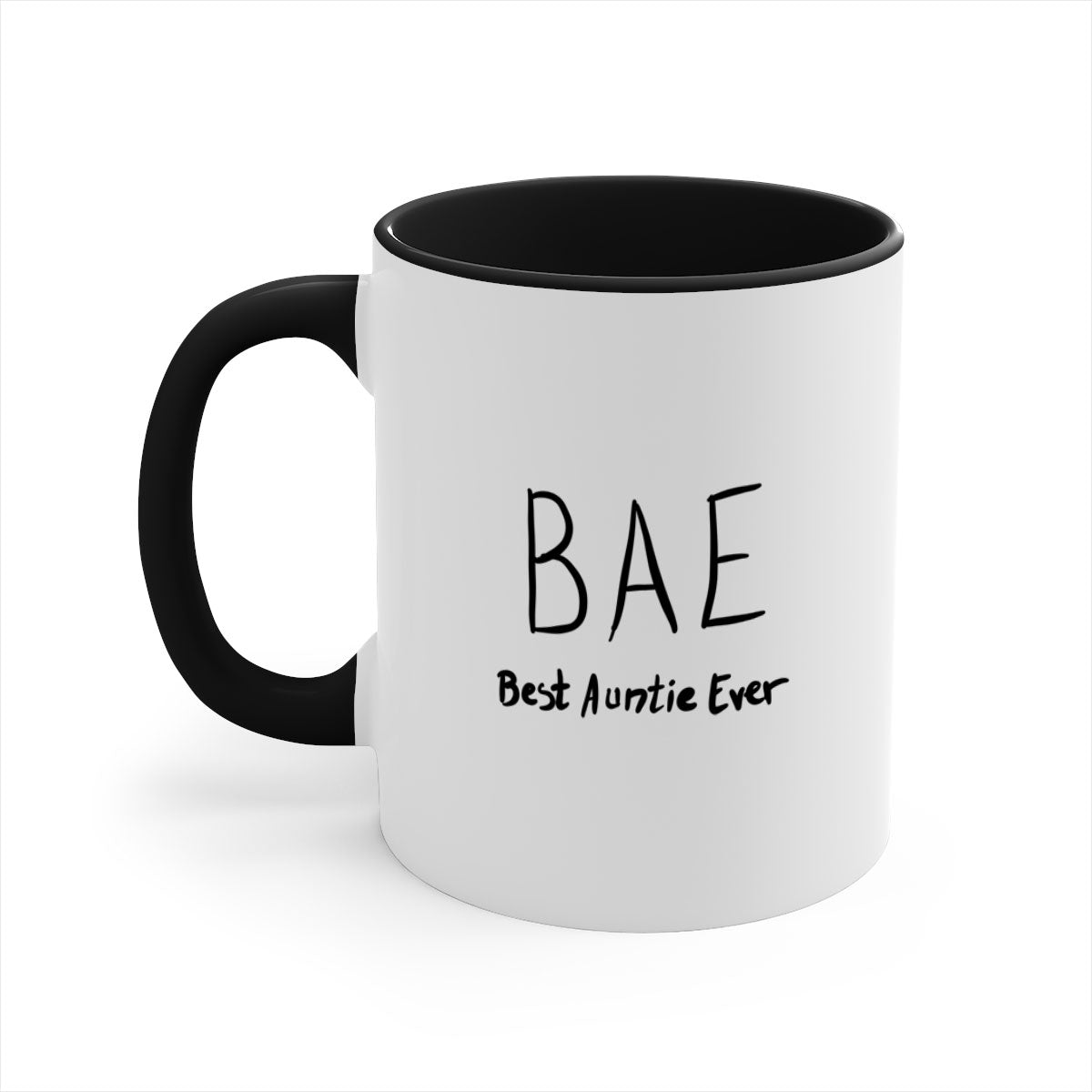 BAE Best Auntie Ever Mug with colorful handle and glossy finish, available in multiple colors and sizes.