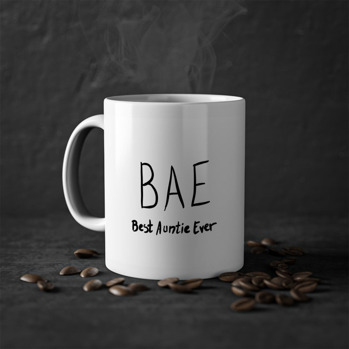 BAE Best Auntie Ever Mug with colorful handle and glossy finish, available in multiple colors and sizes.