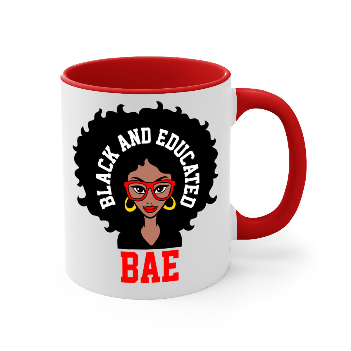 Bae Black and Educated 267# Mug with a glossy finish and colored handle, available in multiple colors.