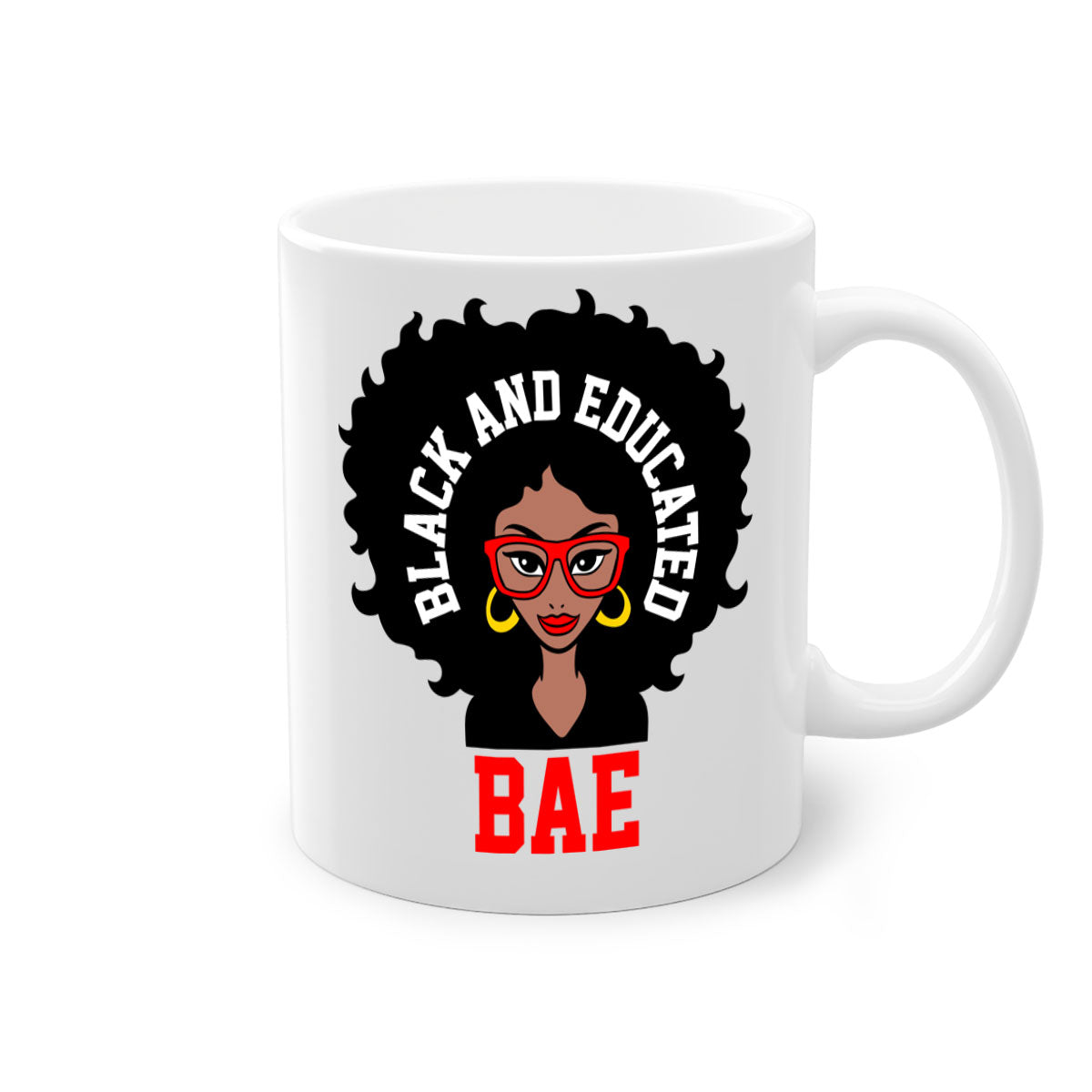 Bae Black and Educated 267# Mug with a glossy finish and colored handle, available in multiple colors.