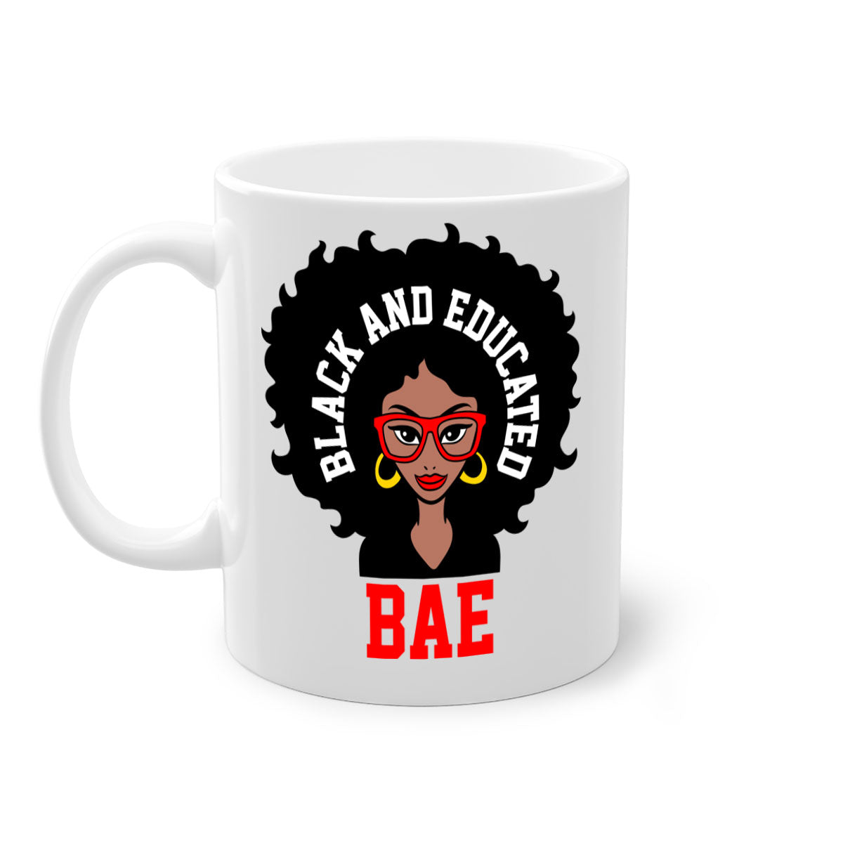 Bae Black and Educated 267# Mug with a glossy finish and colored handle, available in multiple colors.