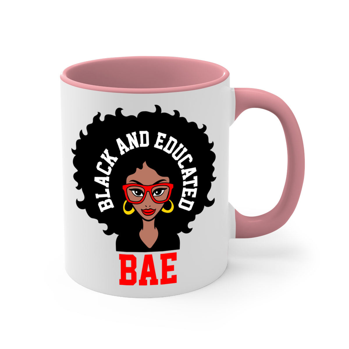 Bae Black and Educated 267# Mug with a glossy finish and colored handle, available in multiple colors.