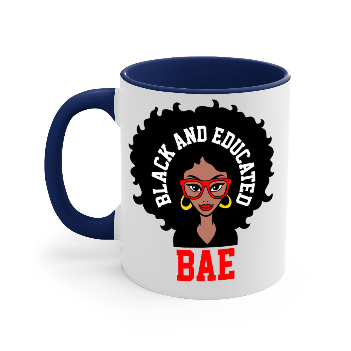 Bae Black and Educated 267# Mug with a glossy finish and colored handle, available in multiple colors.