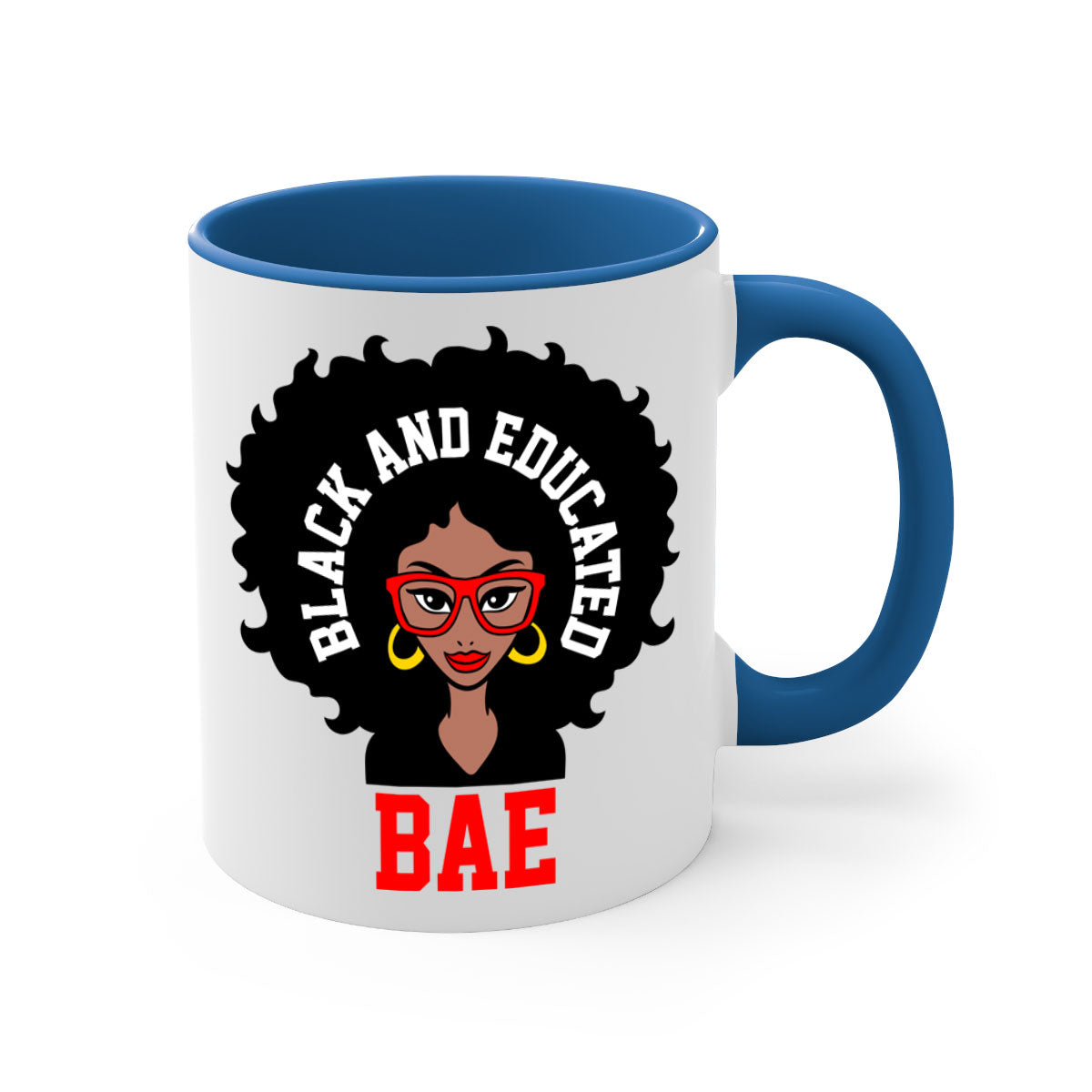 Bae Black and Educated 267# Mug with a glossy finish and colored handle, available in multiple colors.