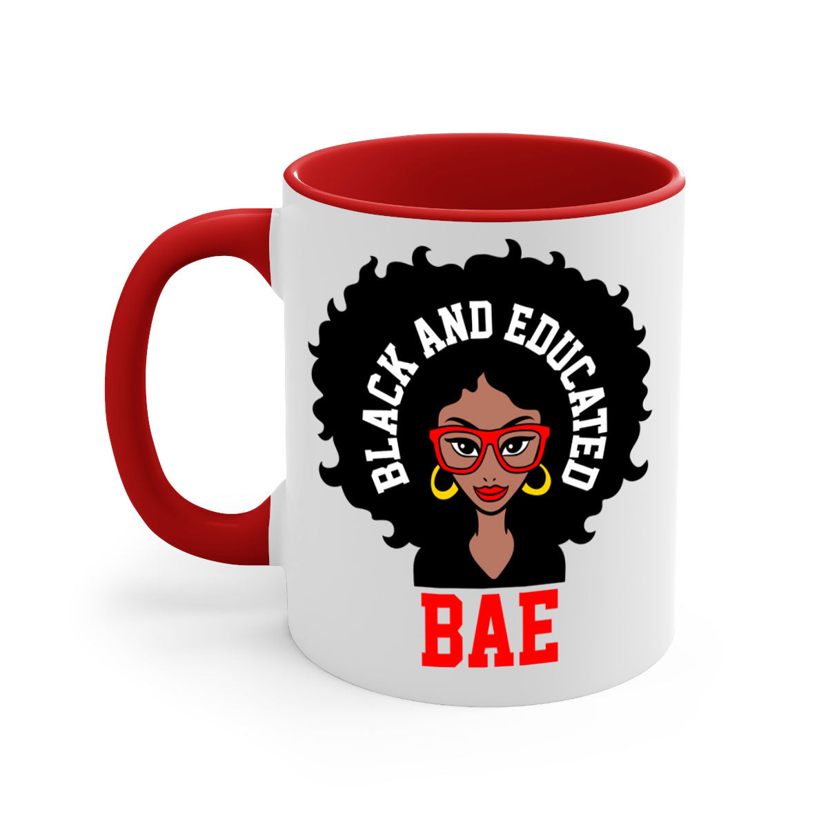 Bae Black and Educated 267# Mug with a glossy finish and colored handle, available in multiple colors.