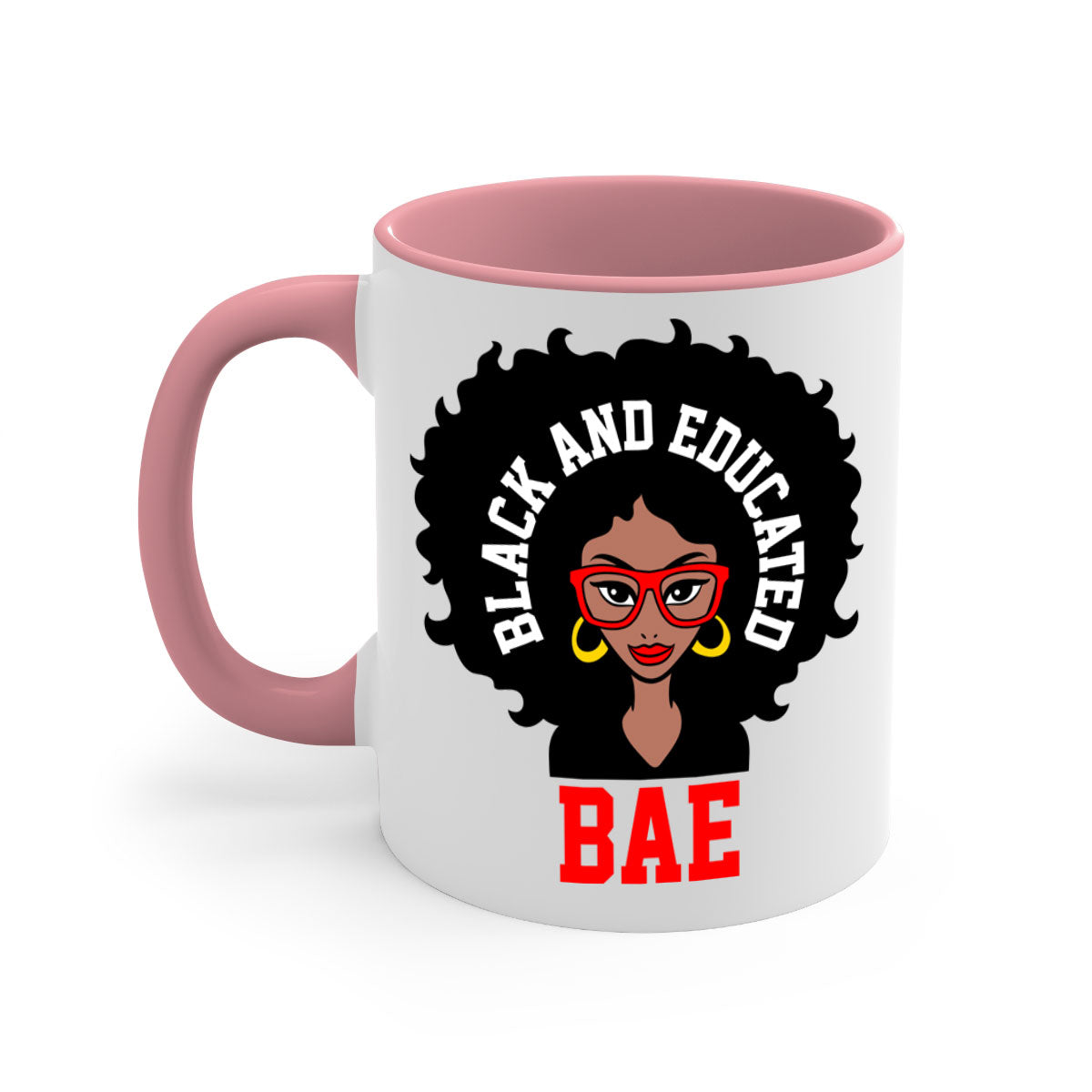 Bae Black and Educated 267# Mug with a glossy finish and colored handle, available in multiple colors.