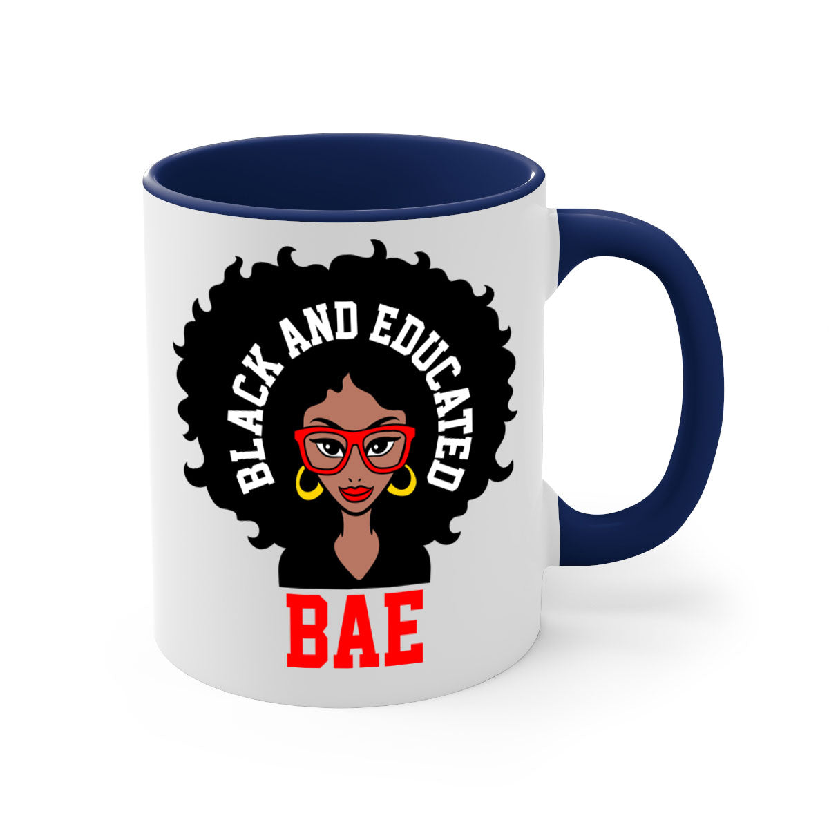 Bae Black and Educated 267# Mug with a glossy finish and colored handle, available in multiple colors.