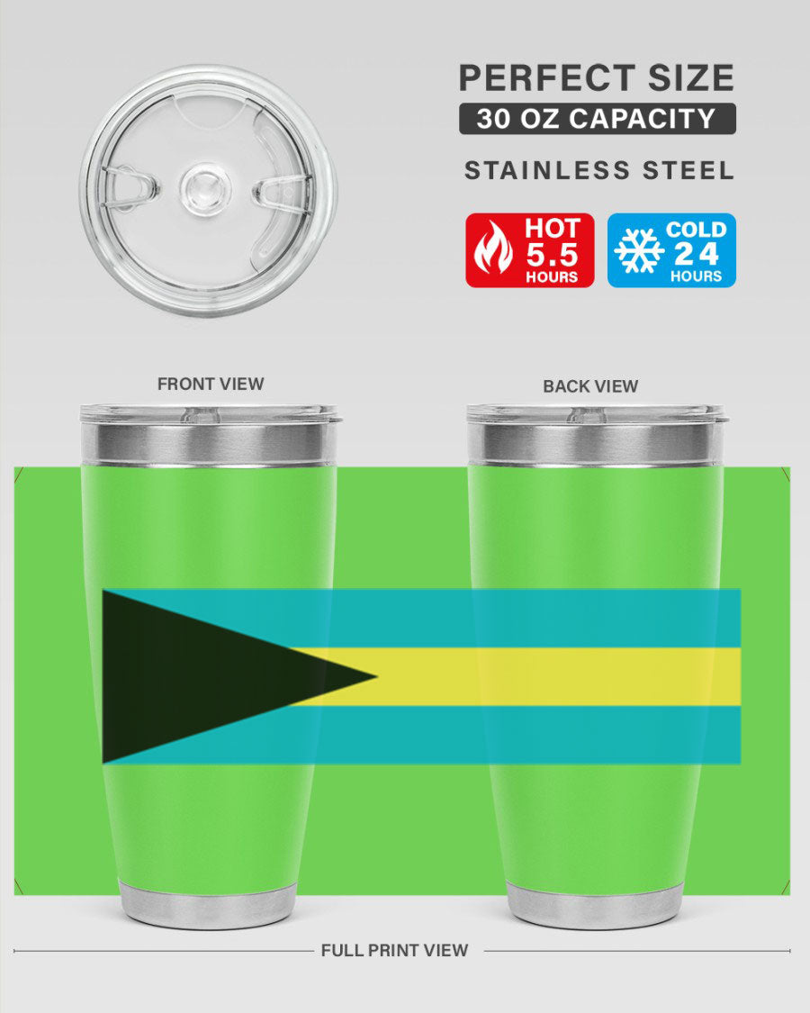 Bahamas 186# Tumbler in 20oz and 30oz sizes, showcasing double wall vacuum stainless steel design with vibrant colors.