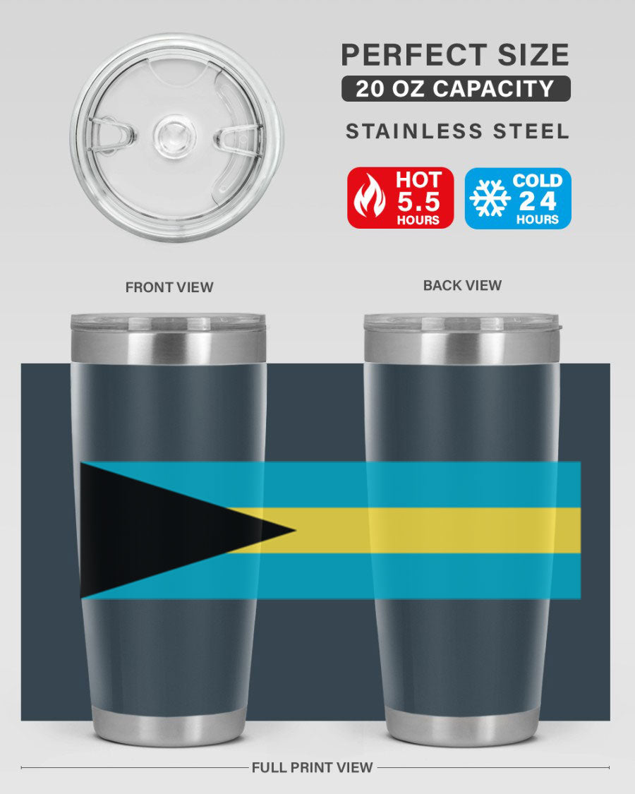 Bahamas 186# Tumbler in 20oz and 30oz sizes, showcasing double wall vacuum stainless steel design with vibrant colors.