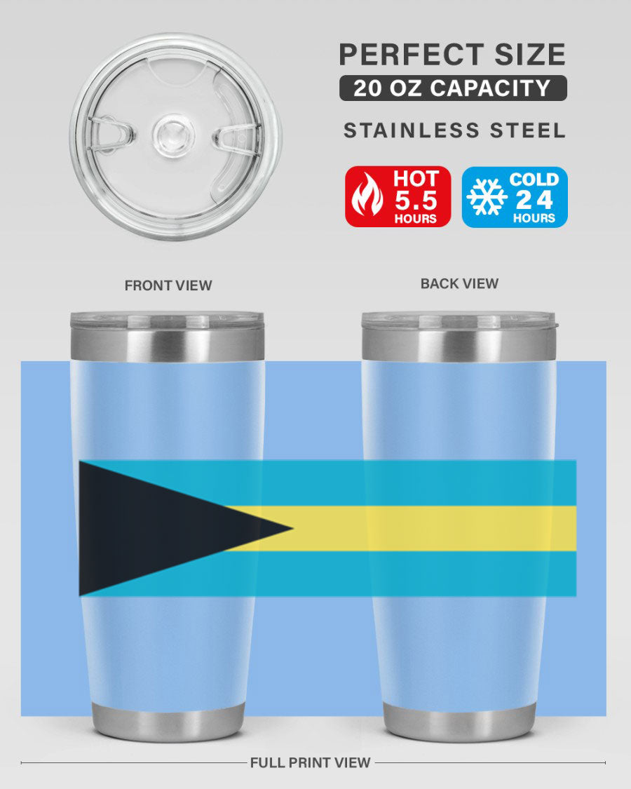 Bahamas 186# Tumbler in 20oz and 30oz sizes, showcasing double wall vacuum stainless steel design with vibrant colors.