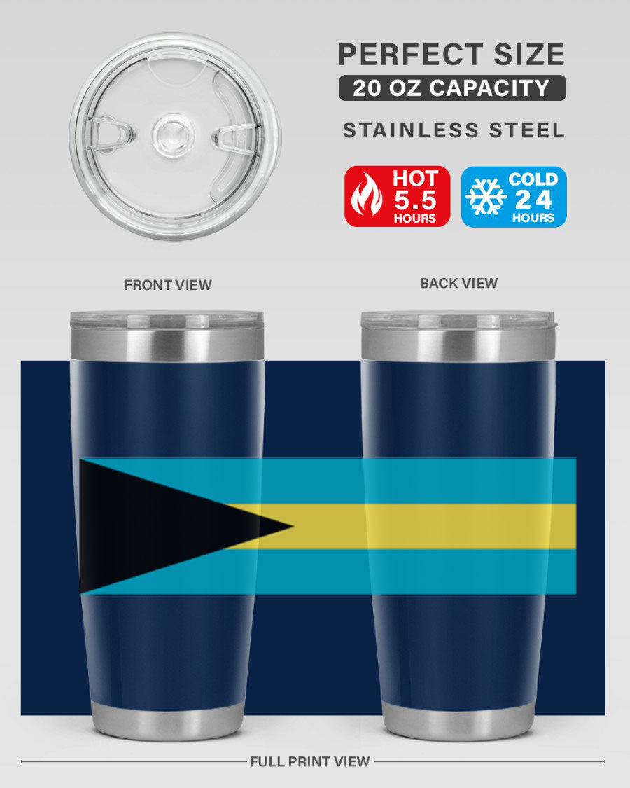 Bahamas 186# Tumbler in 20oz and 30oz sizes, showcasing double wall vacuum stainless steel design with vibrant colors.