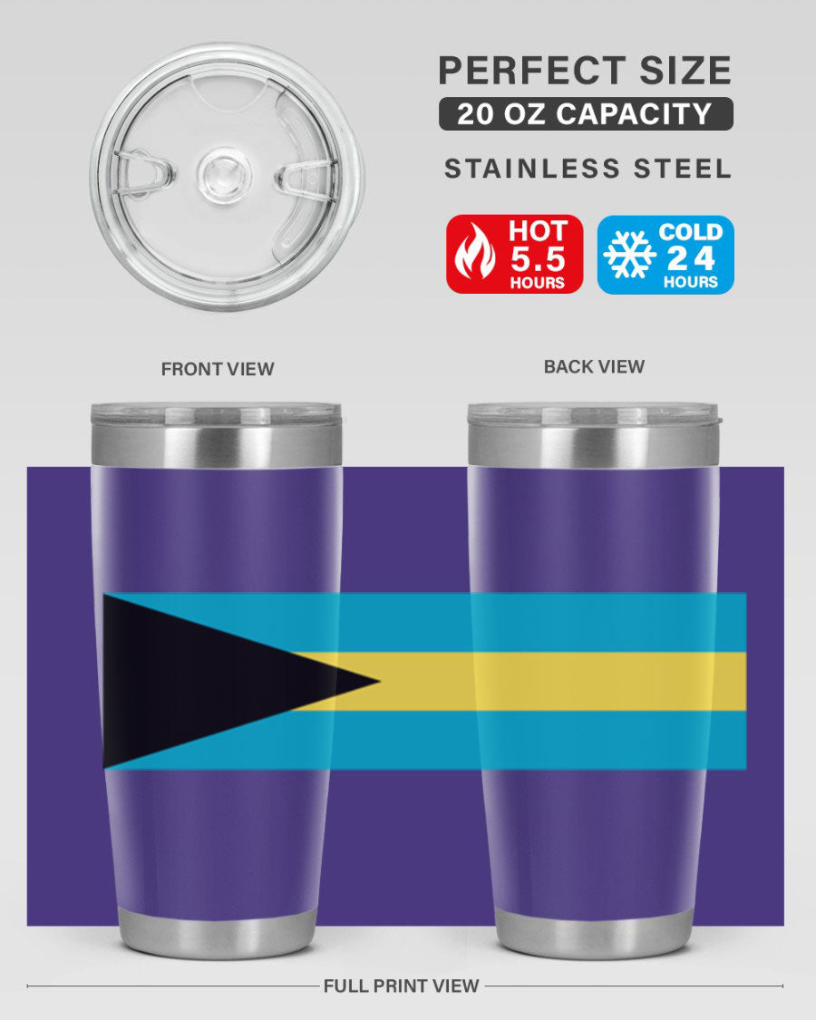 Bahamas 186# Tumbler in 20oz and 30oz sizes, showcasing double wall vacuum stainless steel design with vibrant colors.