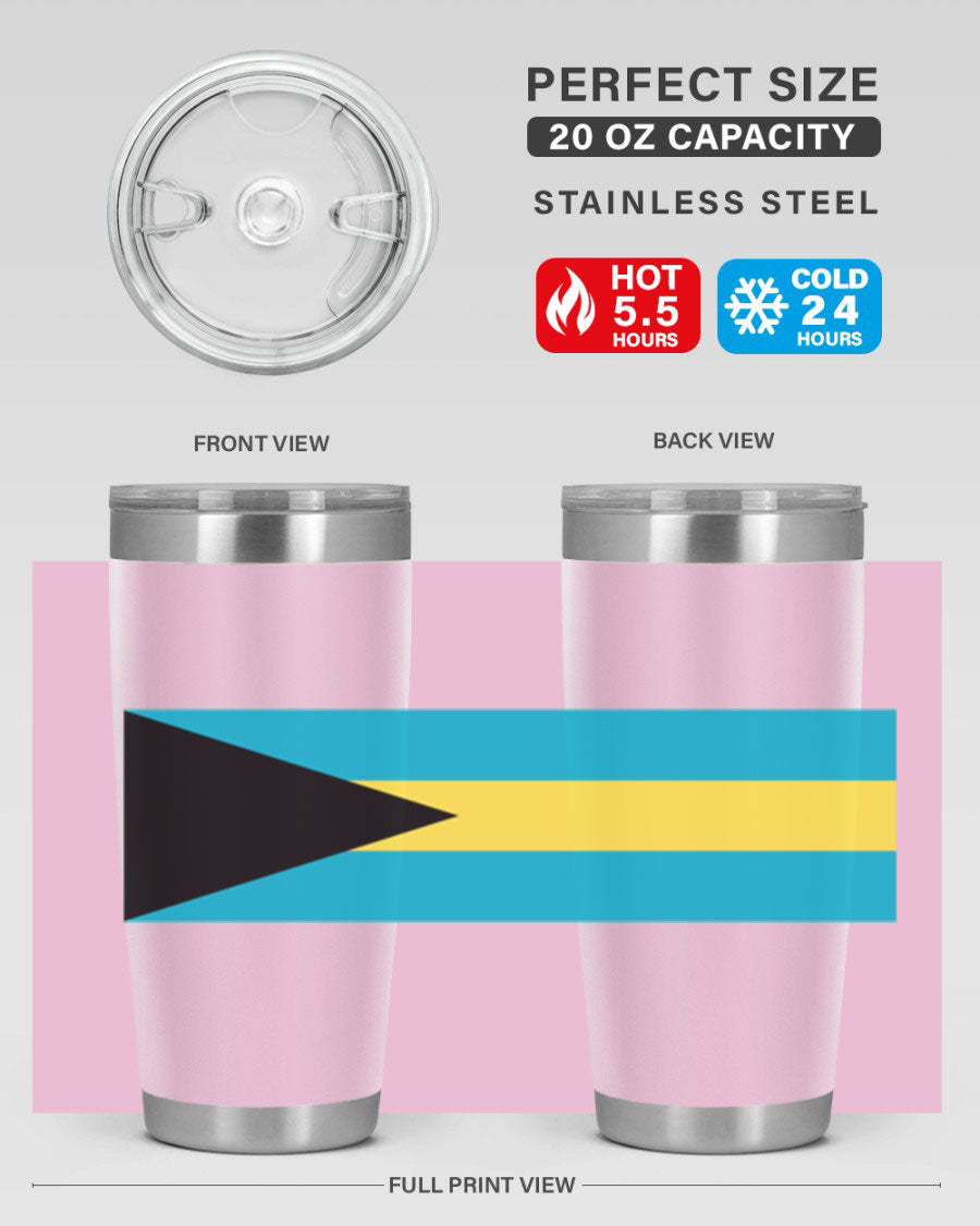 Bahamas 186# Tumbler in 20oz and 30oz sizes, showcasing double wall vacuum stainless steel design with vibrant colors.