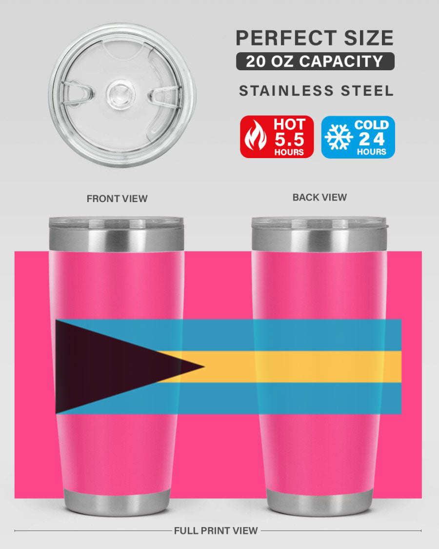 Bahamas 186# Tumbler in 20oz and 30oz sizes, showcasing double wall vacuum stainless steel design with vibrant colors.