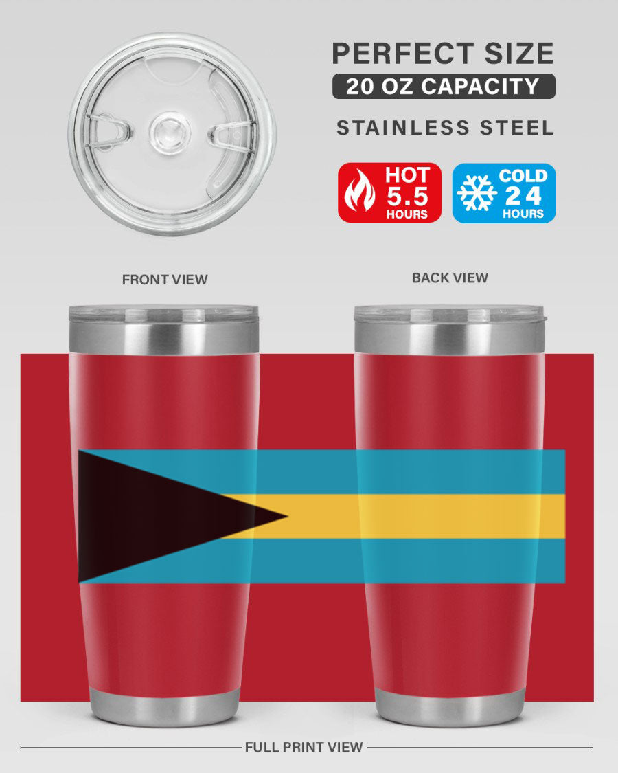 Bahamas 186# Tumbler in 20oz and 30oz sizes, showcasing double wall vacuum stainless steel design with vibrant colors.