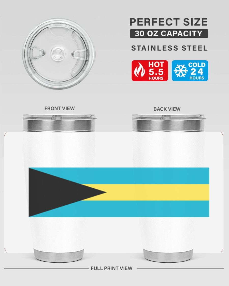 Bahamas 186# Tumbler in 20oz and 30oz sizes, showcasing double wall vacuum stainless steel design with vibrant colors.