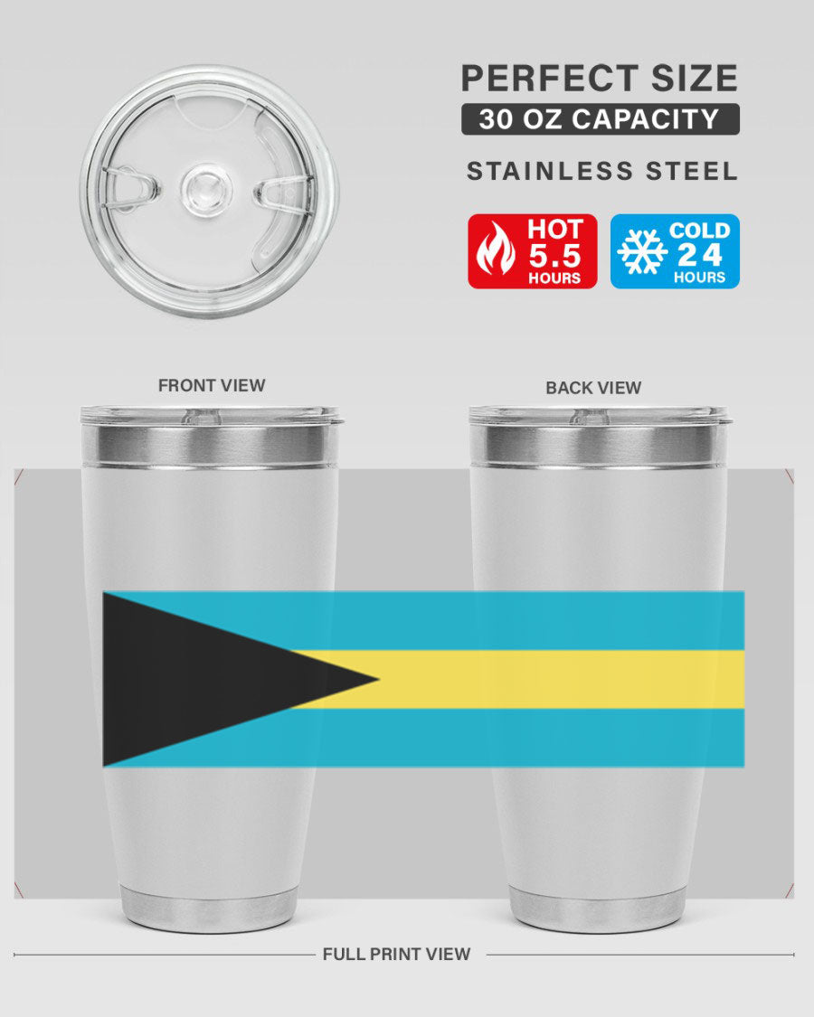 Bahamas 186# Tumbler in 20oz and 30oz sizes, showcasing double wall vacuum stainless steel design with vibrant colors.