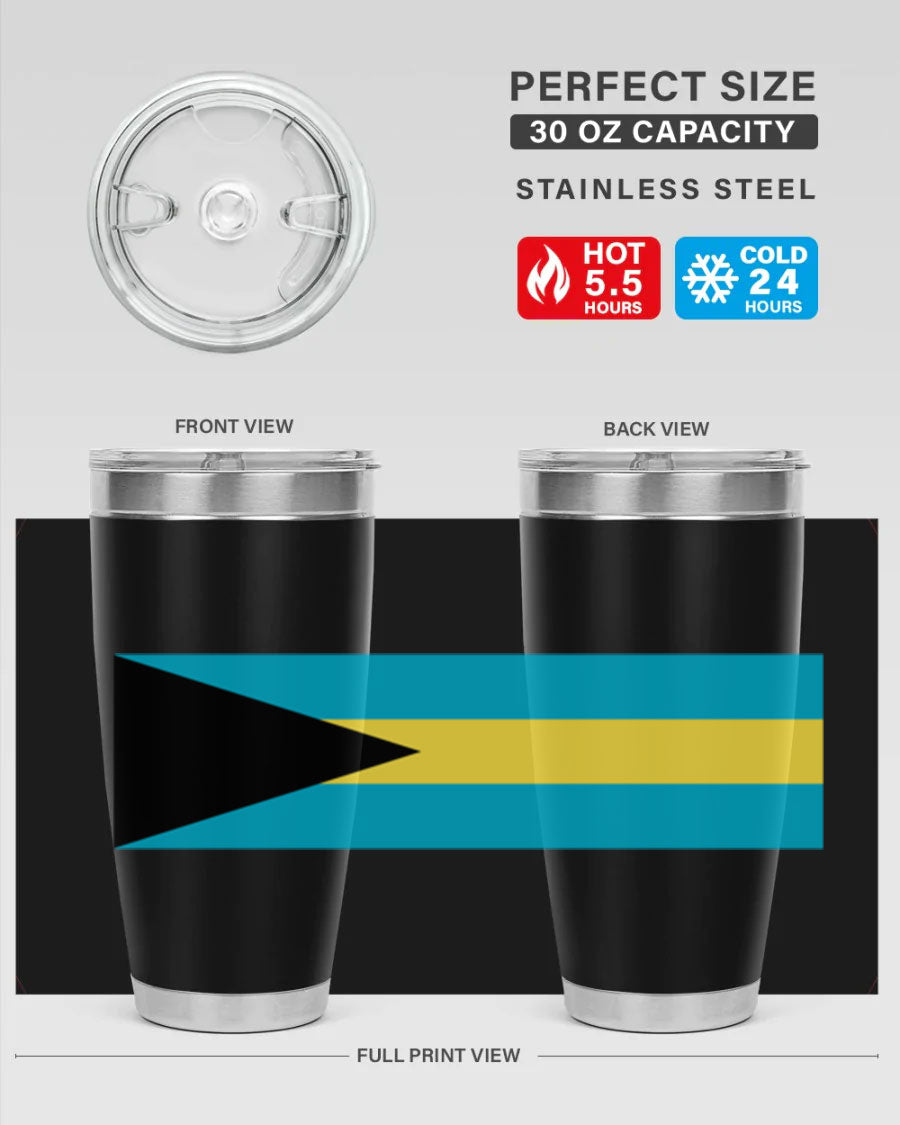 Bahamas 186# Tumbler in 20oz and 30oz sizes, showcasing double wall vacuum stainless steel design with vibrant colors.