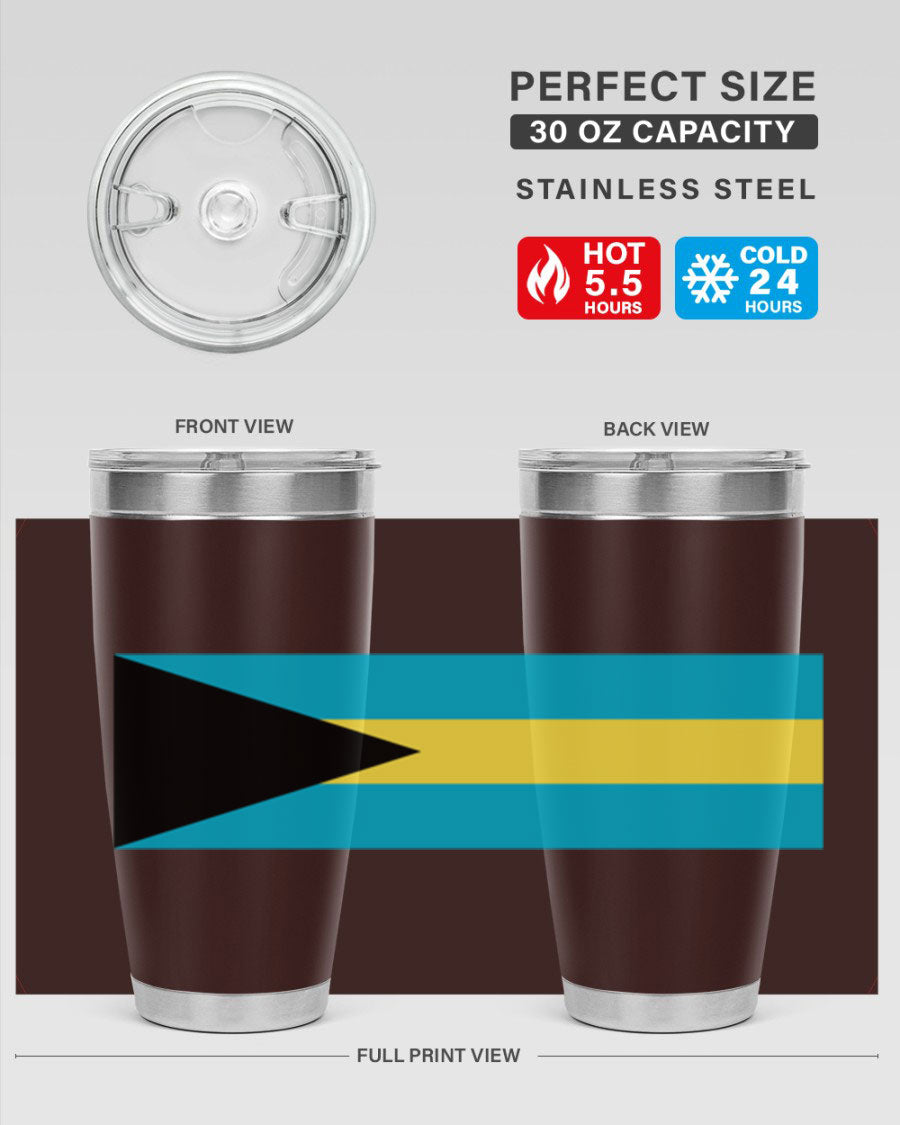 Bahamas 186# Tumbler in 20oz and 30oz sizes, showcasing double wall vacuum stainless steel design with vibrant colors.