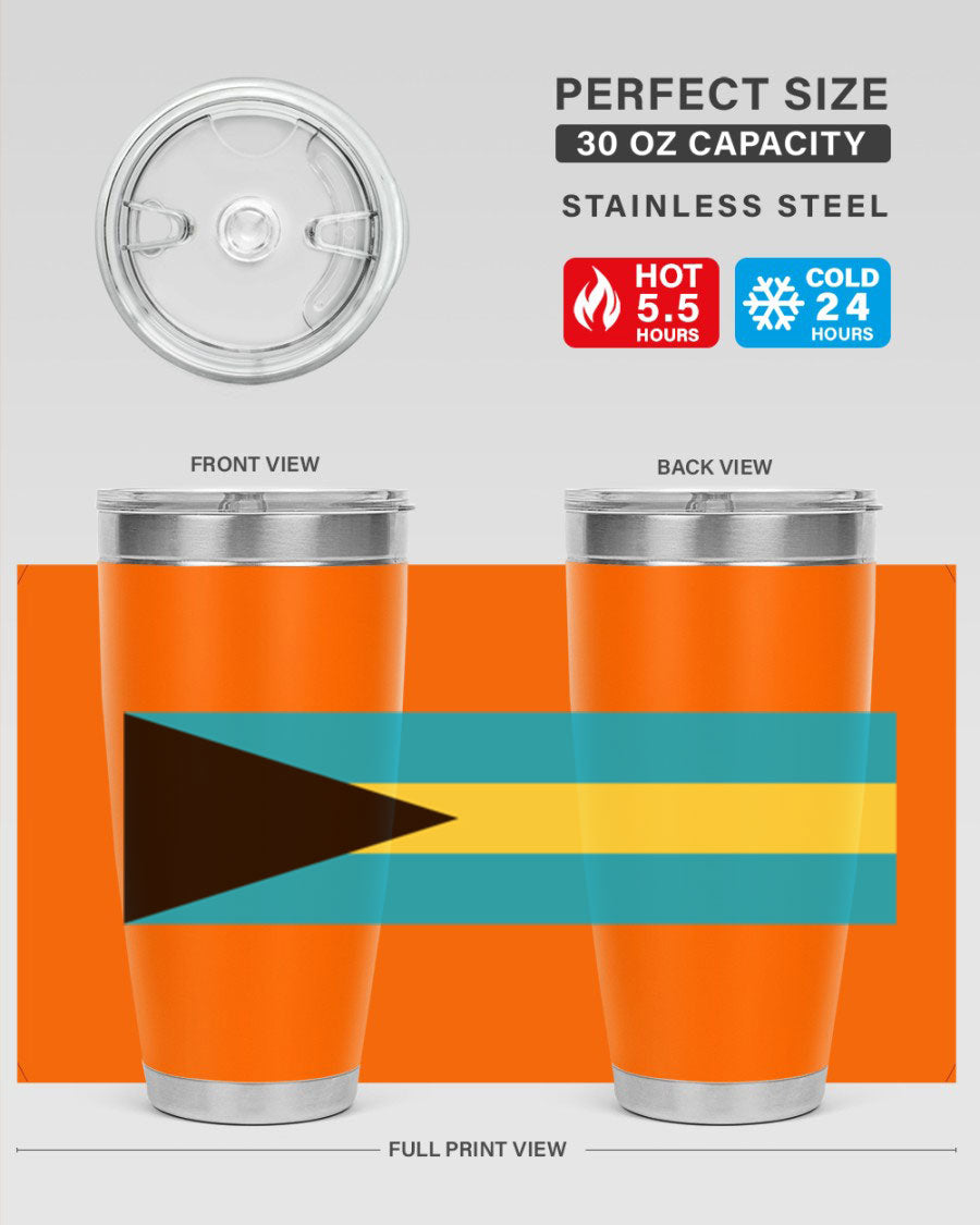 Bahamas 186# Tumbler in 20oz and 30oz sizes, showcasing double wall vacuum stainless steel design with vibrant colors.
