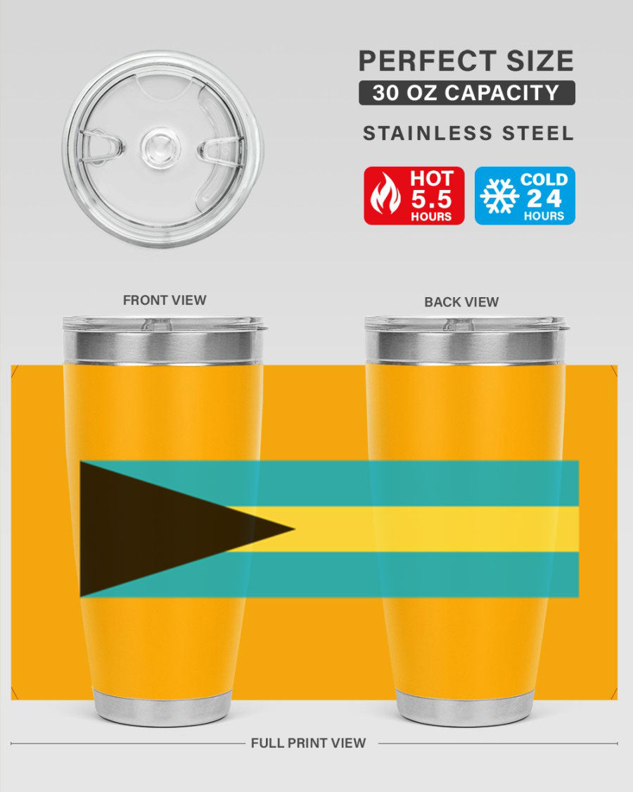 Bahamas 186# Tumbler in 20oz and 30oz sizes, showcasing double wall vacuum stainless steel design with vibrant colors.