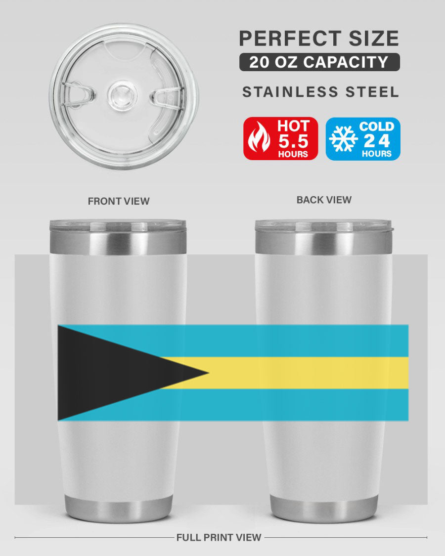 Bahamas 186# Tumbler in 20oz and 30oz sizes, showcasing double wall vacuum stainless steel design with vibrant colors.