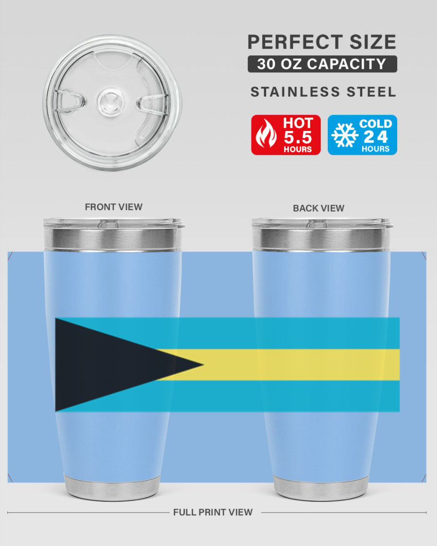 Bahamas 186# Tumbler in 20oz and 30oz sizes, showcasing double wall vacuum stainless steel design with vibrant colors.
