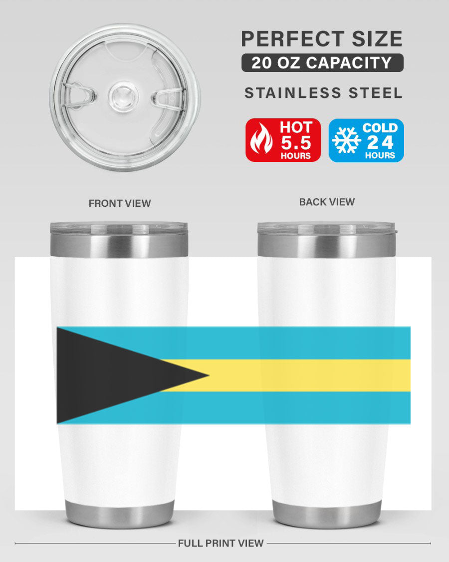 Bahamas 186# Tumbler in 20oz and 30oz sizes, showcasing double wall vacuum stainless steel design with vibrant colors.