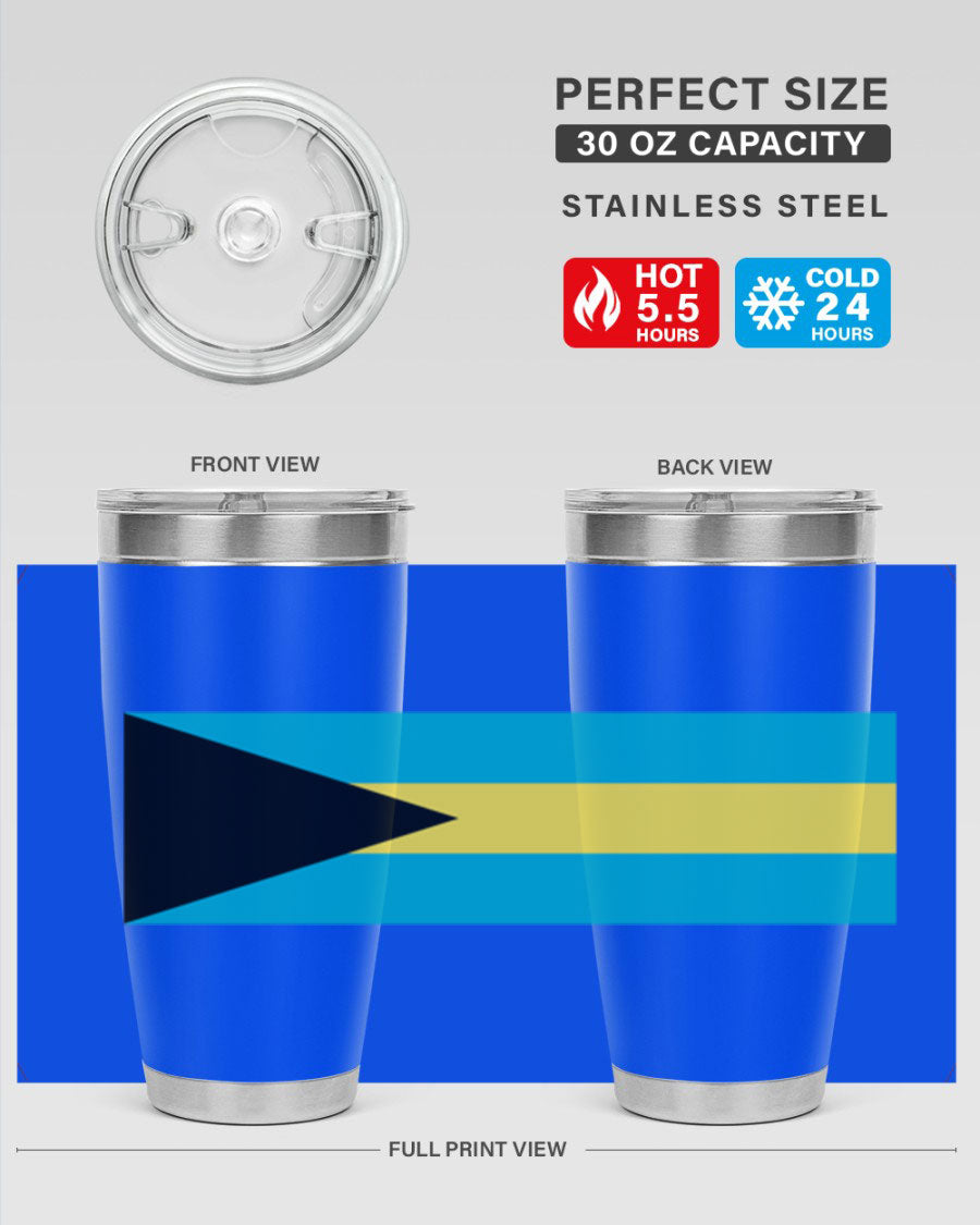 Bahamas 186# Tumbler in 20oz and 30oz sizes, showcasing double wall vacuum stainless steel design with vibrant colors.